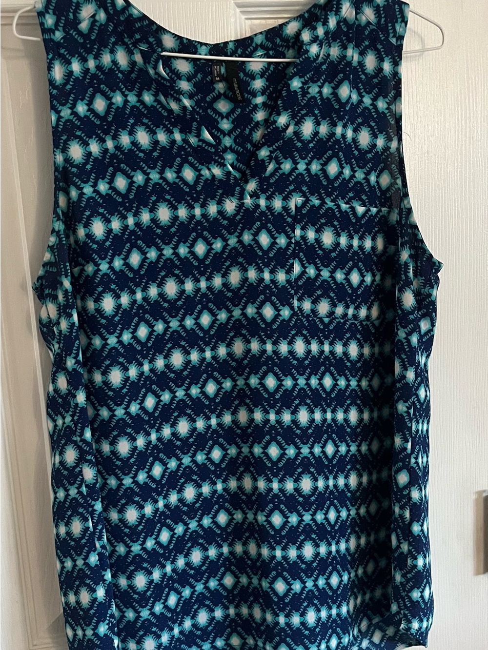 Maurices Blue Teal Geometric Sleeveless Shell